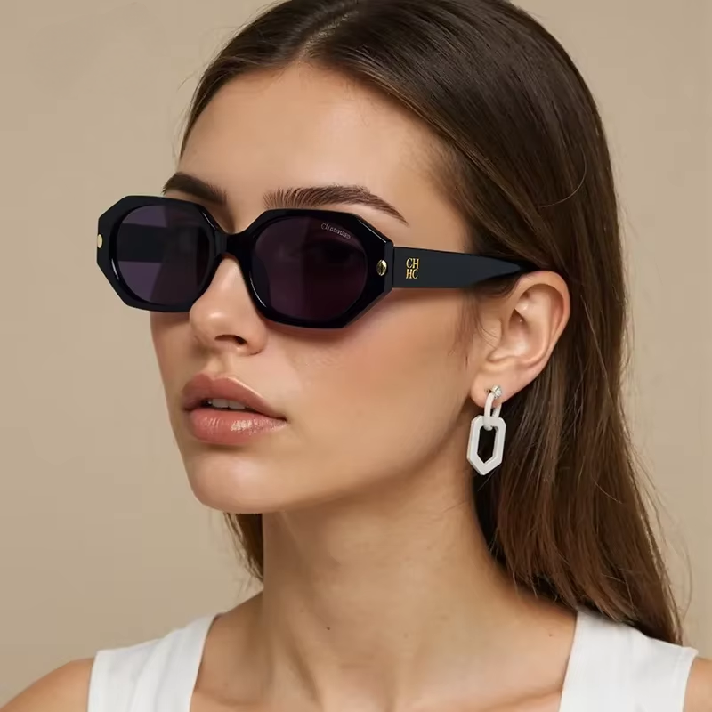 Sunglasses Cat Eye - CH แว่นกันแดดทรงแคทอายย้อนยุค เลนส์ไล่เฉดสีทันสมัย ป้องกันรังสียูวี กรอบทองบาง สไตล์วินเทจ
