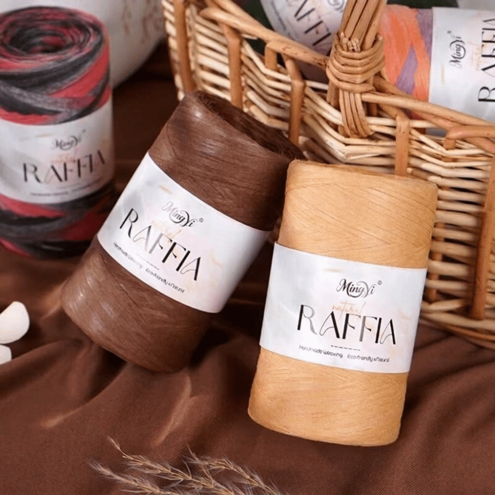 Crochet Bag Raffia - ไหมราฟเฟียหลากสี DIY ไหมราฟเฟียถักมือ DIY ไหมโครเชต์สำหรับถักหมวกและกระเป๋า