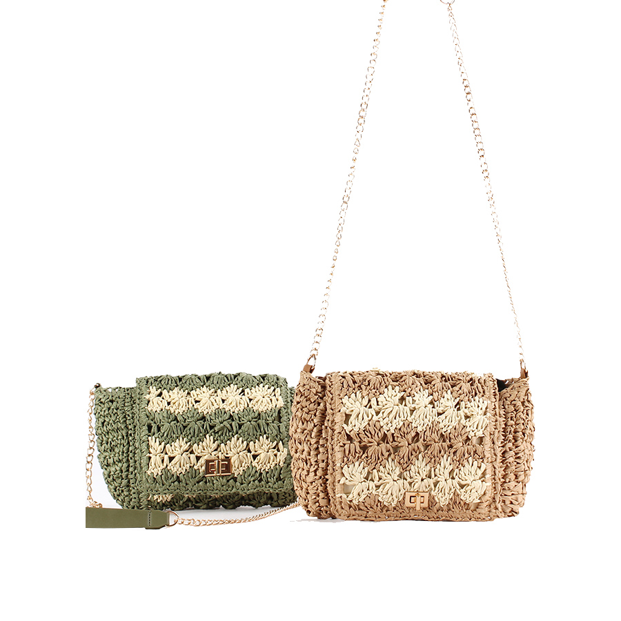 กระเป๋าสะพายข้างสานสำหรับผู้หญ - Crochet Bag Raffia บทวิจารณ์และราคา