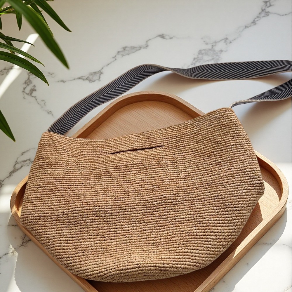 กระเป๋าถือทรงถังสีรุ้งลายรัฟเฟ - Crochet Bag Raffia บทวิจารณ์และราคา