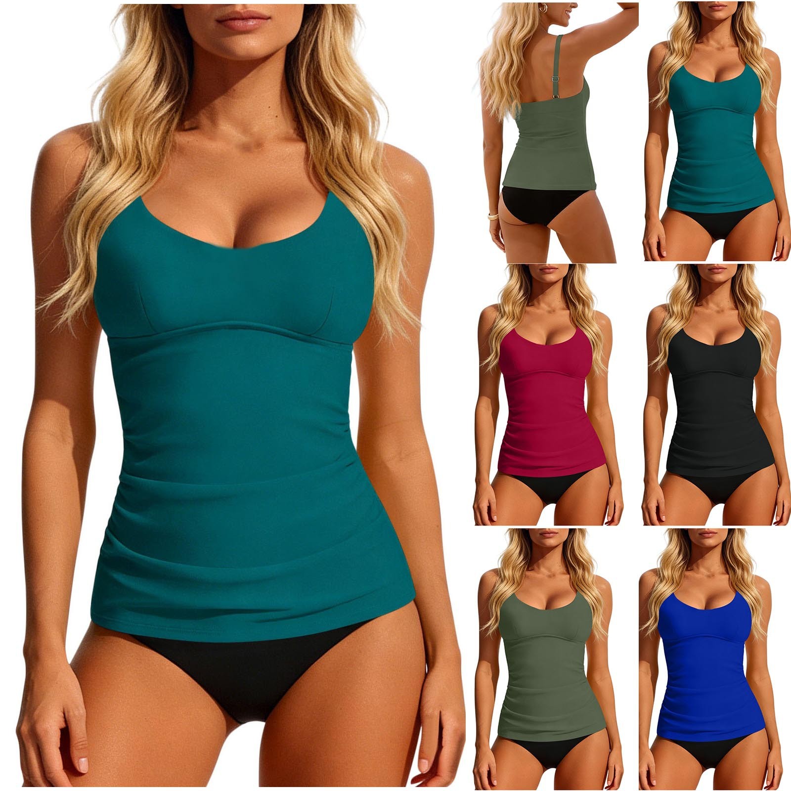 ชุดว่ายน้ำทูพีซแบบแยกชิ้นสำหรั - Swimsuit Bikini Ruched บทวิจารณ์และราคา