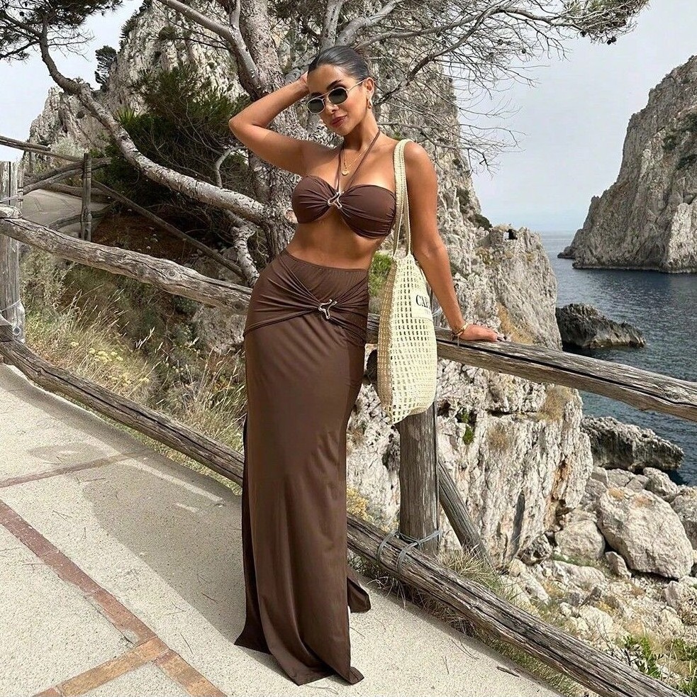 ชุดว่ายน้ำทูพีซแบบแทงกินี่สำหร - Swimsuit Bikini Ruched บทวิจารณ์และราคา