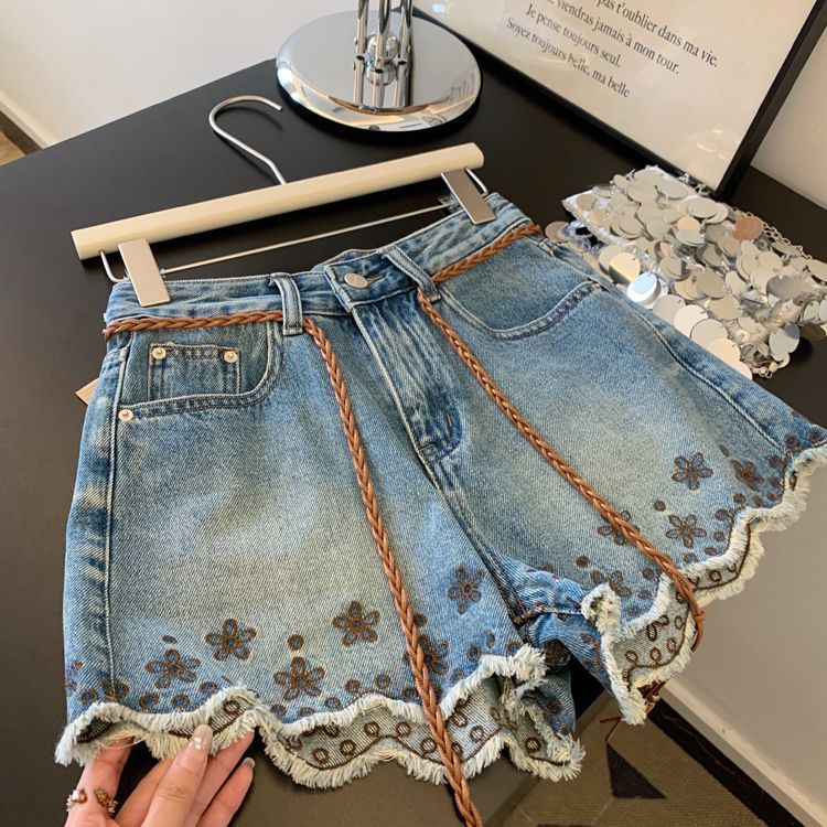 กางเกงยีนส์ขาสั้นสไตล์วินเทจ ร - Shorts Denim Frayed บทวิจารณ์และราคา